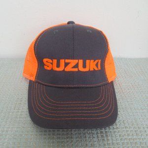 SUZUKI Motor Corp. Brand Gray and Neon Orange Promo Trucker Snapback Hat /Cap